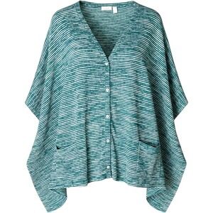 Lori Goldstein Teal Aqua Pocket Poncho Kaftan Button Front Sweater Knit Womens L
